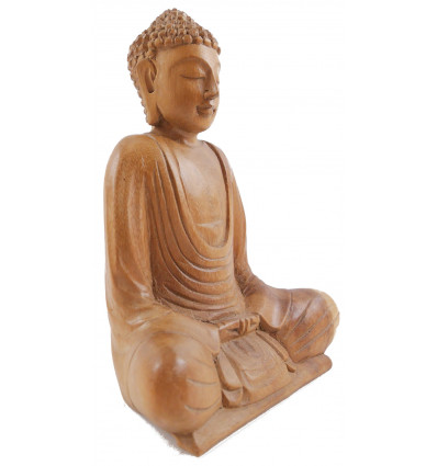 Statuette Bouddha M Ditation En Bois Brut Massif