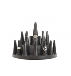 Porte-bagues / Présentoir à bagues (13 cônes) en bois teinte noire