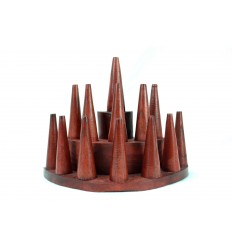 Porta-anelli / espositore per anelli (13 coni) in legno-colore rosso