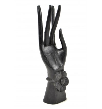 Buddha Hand / Supporto per anelli in legno nero H20cm