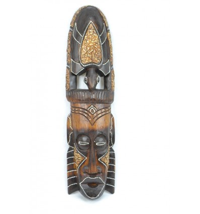 Masque Africain en bois 50cm motif Tortue. Fabrication artisanale.