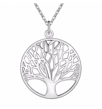Chain with pendant Tree of Life silver metal. Free shipping.