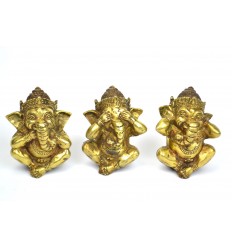 3 statuette di Ganesh "il Segreto della Felicità" in bronzo massiccio. 