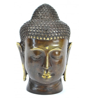 Buddha's head. Handcrafted in bronze H15cm. Zen decoration.