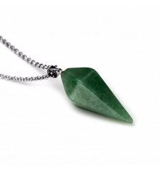 Necklace with pendant in Aventurine natural style pendulum. Well-being, and creativity.