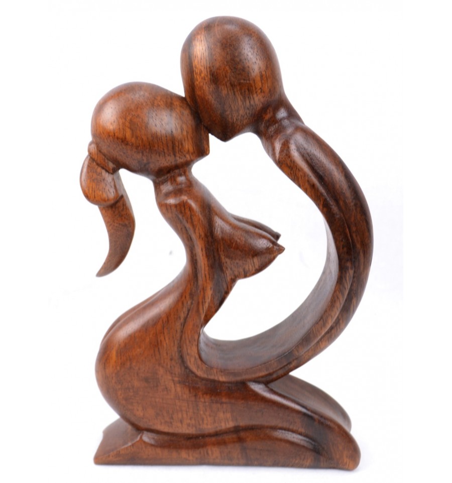 statua in legno maschile e femminile che si bacia Coppia di statue in legno ornamenti in legno per interni decorazione della casa ornamenti in legno eterno dell/'amore