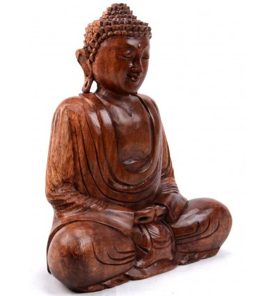 Wood Lotus Meditation Yoga Sculpture Hand Carved in Bali - Natural  Meditation