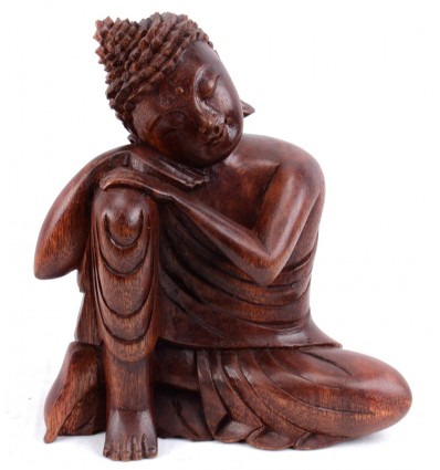 Statuette Buddha thinker in wood. Deco import Asia.
