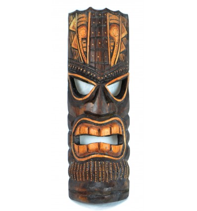 Maschera maori in legno di fattura artigianale, commercio equo e solidale.