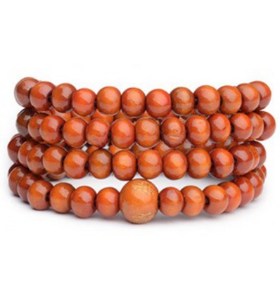 Bracelet Tibetan Mala beads wood orange.