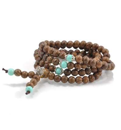 Tibetan bracelet, Mala in wood beads and + endless knot. Free shipping!