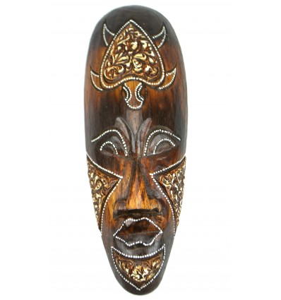 Masque en bois 30cm - motif tortue - décoration ethnique chic style africain.