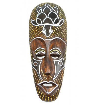 Masque africain en bois motif Tortue. Déco africaine pas chère.