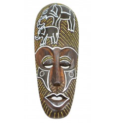 Achat Déco afrique pas cher. Masque africain en bois motif éléphant.