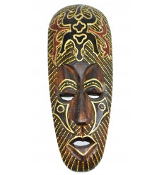 Artisanal Maschera Africano in Legno 30 cm Motivo Tartaruga Colorata. 