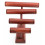 Grande espositore per bracciali/orologi da 4 barre in legno massello di colore rosso