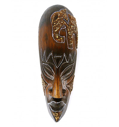 Masque motif éléphant en bois 30cm - décoration ethnique chic