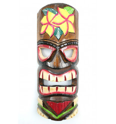 Maschera Tiki h30cm legno modello colorato. Decorazione Tiki. 