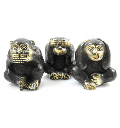 The 3 monkeys of deco wisdom, bronze statues, statuette purchase.