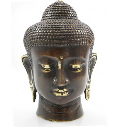Testa di Buddha di bronzo. Acquista la decorazione Zen bali artigianato.
