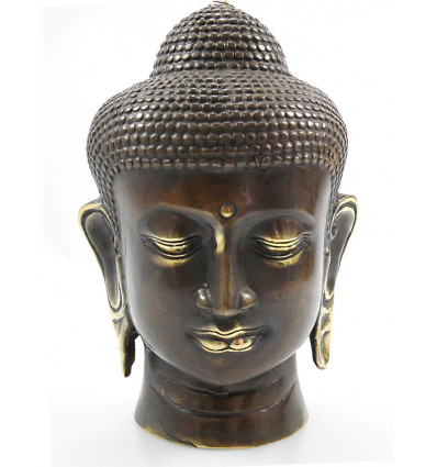 Testa di Buddha in bronzo. Acquista artigianato di decorazione zen da Bali.