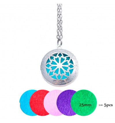 Aromatherapy necklace with pendant, aroma diffuser, silver.