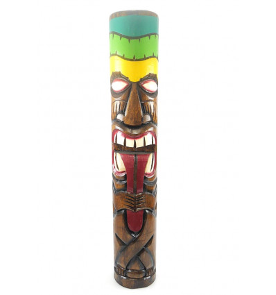 Totem Tiki qui tire la langue XL. Grande statue tiki bois pas cher.