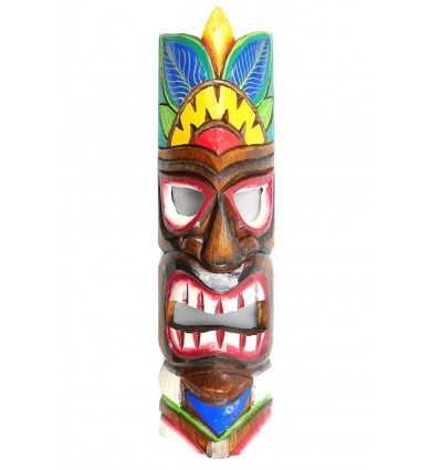 Maschera Tiki in legno colorato. Decorazione Hawaii Maori, vendita online.