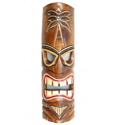 Wooden tiki mask coconut décor. Deco Hawaii Tahiti buy cheap.