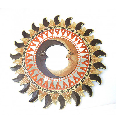 Large round ethnic mirror, exotic wall decoration house of the world.