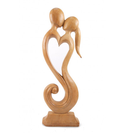 Cadeau noces de bois 5 ans de mariage, statue couple en bois.