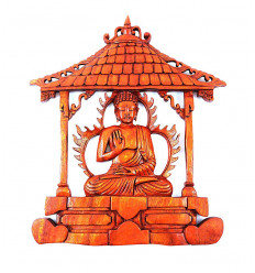 Decor mural "temple of Buddha". Sculpture handicraft on wood.