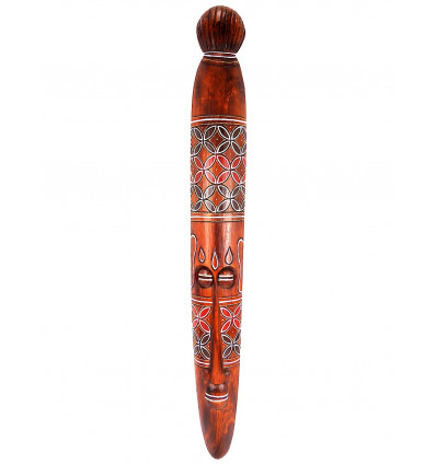 Grand masque 100cm ethnique motif batik en bois pas cher. Décoration murale