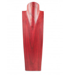 Présentoir spécial colliers longs 50cm buste en bois massif rouge