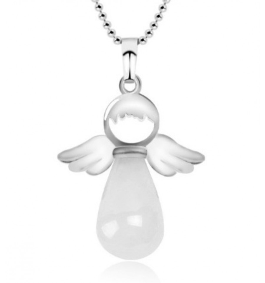 Collier pendentif ange gardien cristal de roche 15 ans de mariage