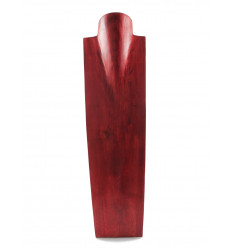 Présentoir spécial colliers longs H60cm buste en bois exotique rouge