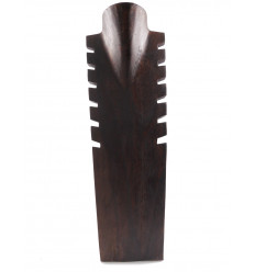 Busto display collane, rosetta in legno massello color cioccolato H50cm