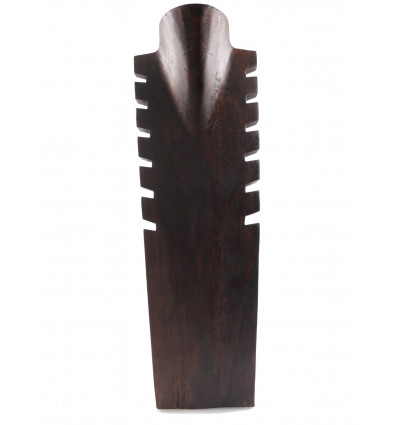 Bust display necklaces, serrated solid wood the color of chocolate H50cm