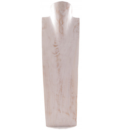 Display special long necklaces H50cm bust in wood finishing "white cérusé"
