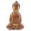 Sculpture Bouddha en bois, décoration asiatique artisanale, statue. 