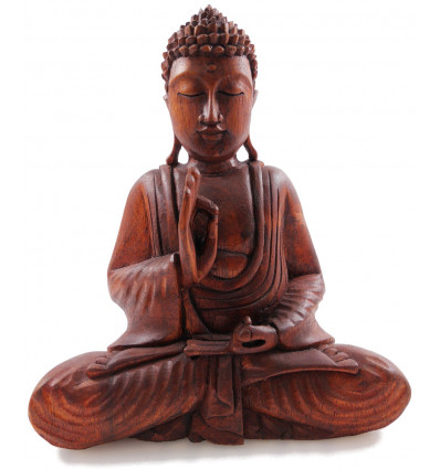 Wooden Buddha Statue Handcrafted Mûdra Education Argumentation
