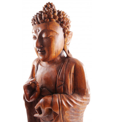 La grande statua scultura di Buddha in piedi, in legno massello, Zen  decorazione.