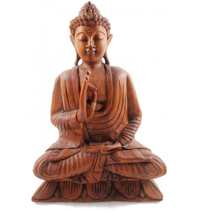 Statua di Buddha seduto nel loto h40cm in Legno intagliato a mano
