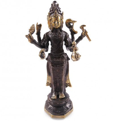 Statuette Trimurti en bronze 21Hcm. Artisanat asiatique.
