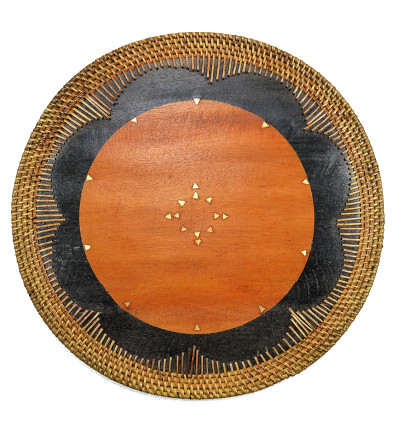 Set de table dessous de plat en bois. Décoration de table ethnique. 
