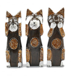 Décoration chat. Statuettes chats de la sagesse maison du monde.