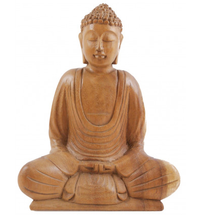 Statuetta di Buddha della meditazione in legno massello intagliato a mano h20cm