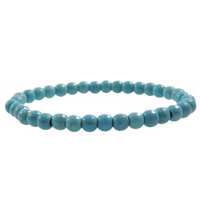 Bracelet Lithothérapie perles 6mm en Turquoise (Howlite) - Protection et purification.