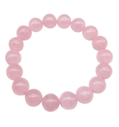 Bracelet Lithothérapie perles 10mm en Quartz rose - Paix et Amour
