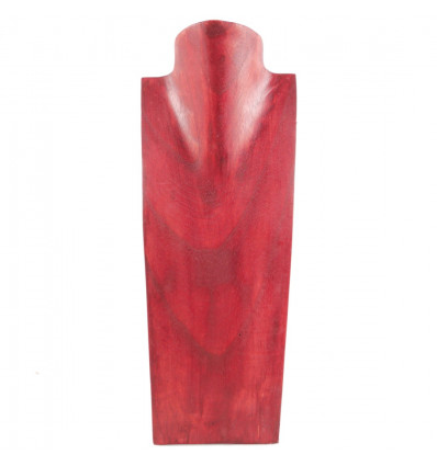 Grand buste présentoir à collier porte-collier original bois rouge.